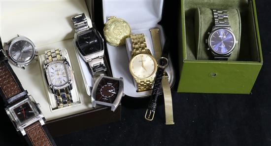 A collection of assorted wrist watches.
